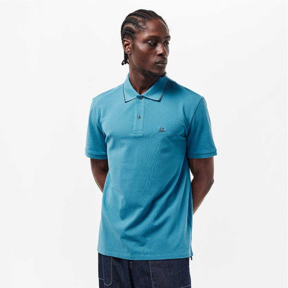 Aegean Blue - Lifestyle - C.P. Company Mens Logo Cotton Polo Shirt