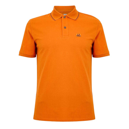 Orange - Front - C.P. Company Mens Logo Cotton Polo Shirt