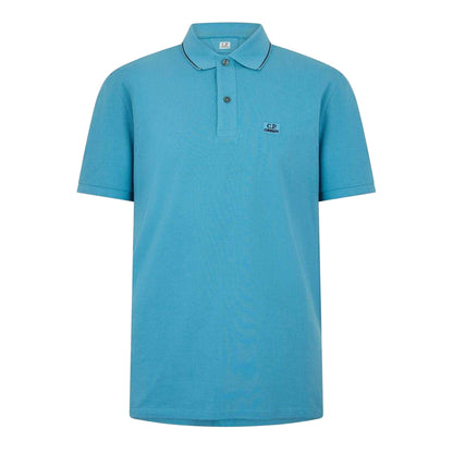 Aegean Blue - Front - C.P. Company Mens Logo Cotton Polo Shirt