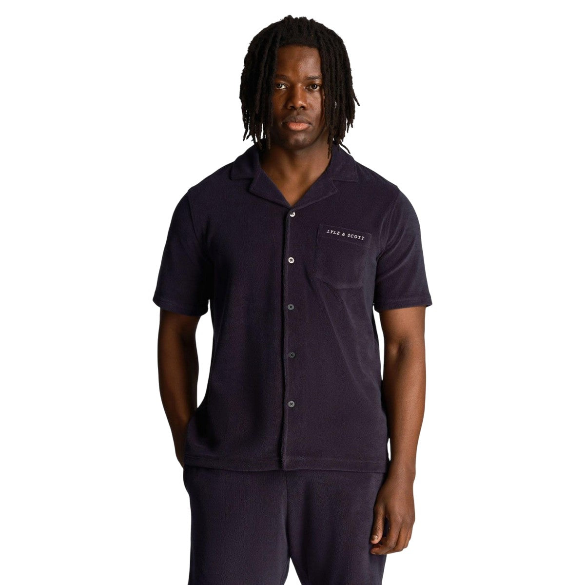 Navy - Lifestyle - Lyle & Scott Mens Towelling Resort Shirt