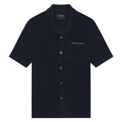 Navy - Front - Lyle & Scott Mens Towelling Resort Shirt