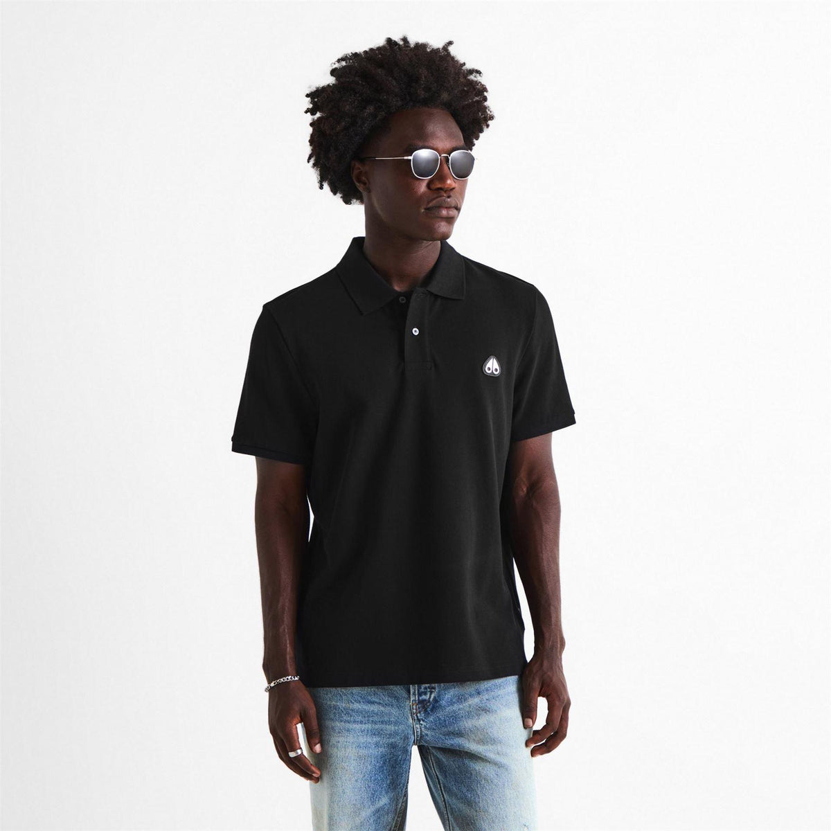 Black - Lifestyle - Moose Knuckles Mens Relaxed Fit Polo Shirt