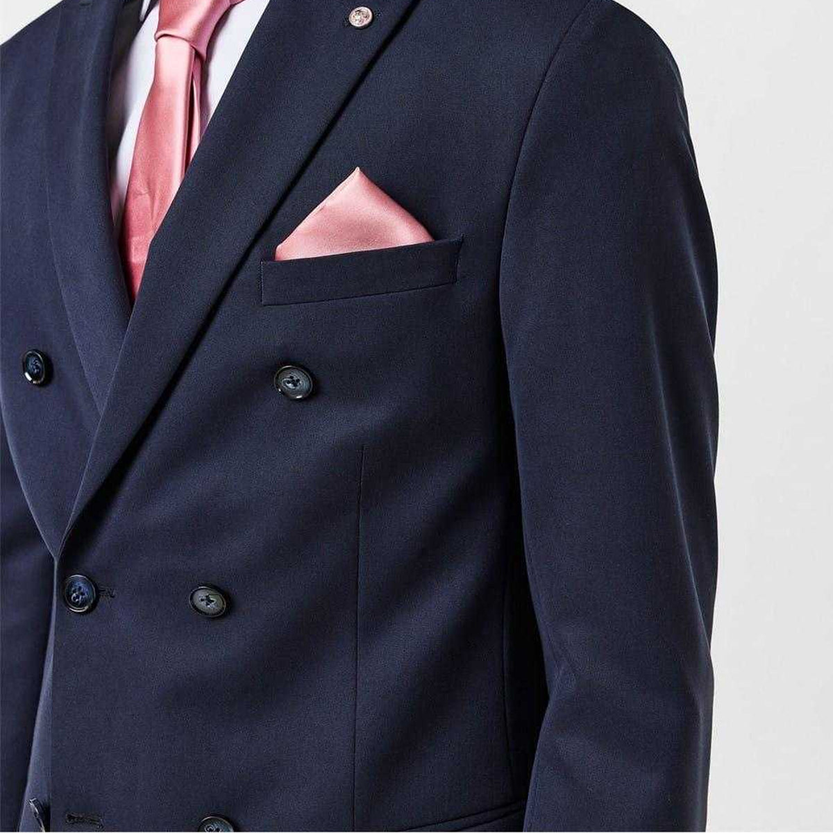 Navy - Side - Twisted Tailor Mens Double-Breasted Slim Suit Jacket