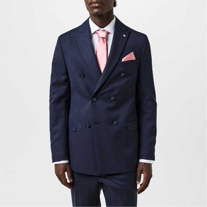 Navy - Lifestyle - Twisted Tailor Mens Double-Breasted Slim Suit Jacket