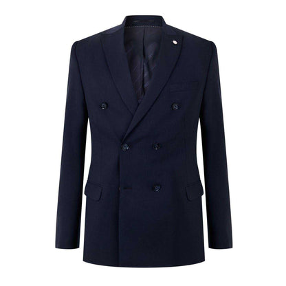 Navy - Front - Twisted Tailor Mens Double-Breasted Slim Suit Jacket