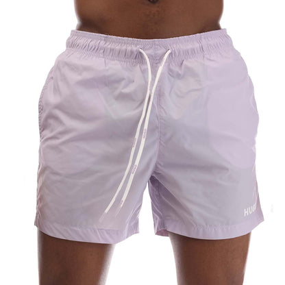 Purple - Front - Hugo Mens Haiti Contrast Logo Drawstring Swim Shorts