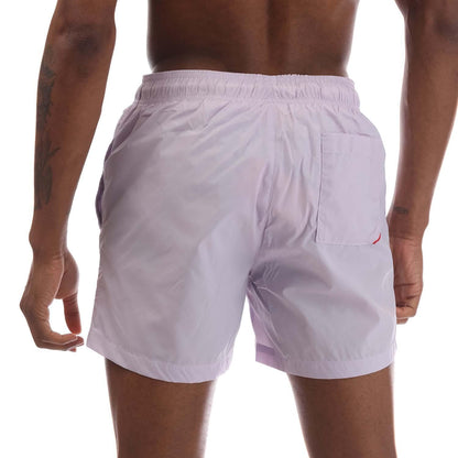 Purple - Back - Hugo Mens Haiti Contrast Logo Drawstring Swim Shorts