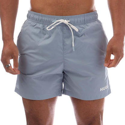 Blue - Front - Hugo Mens Haiti Contrast Logo Drawstring Swim Shorts