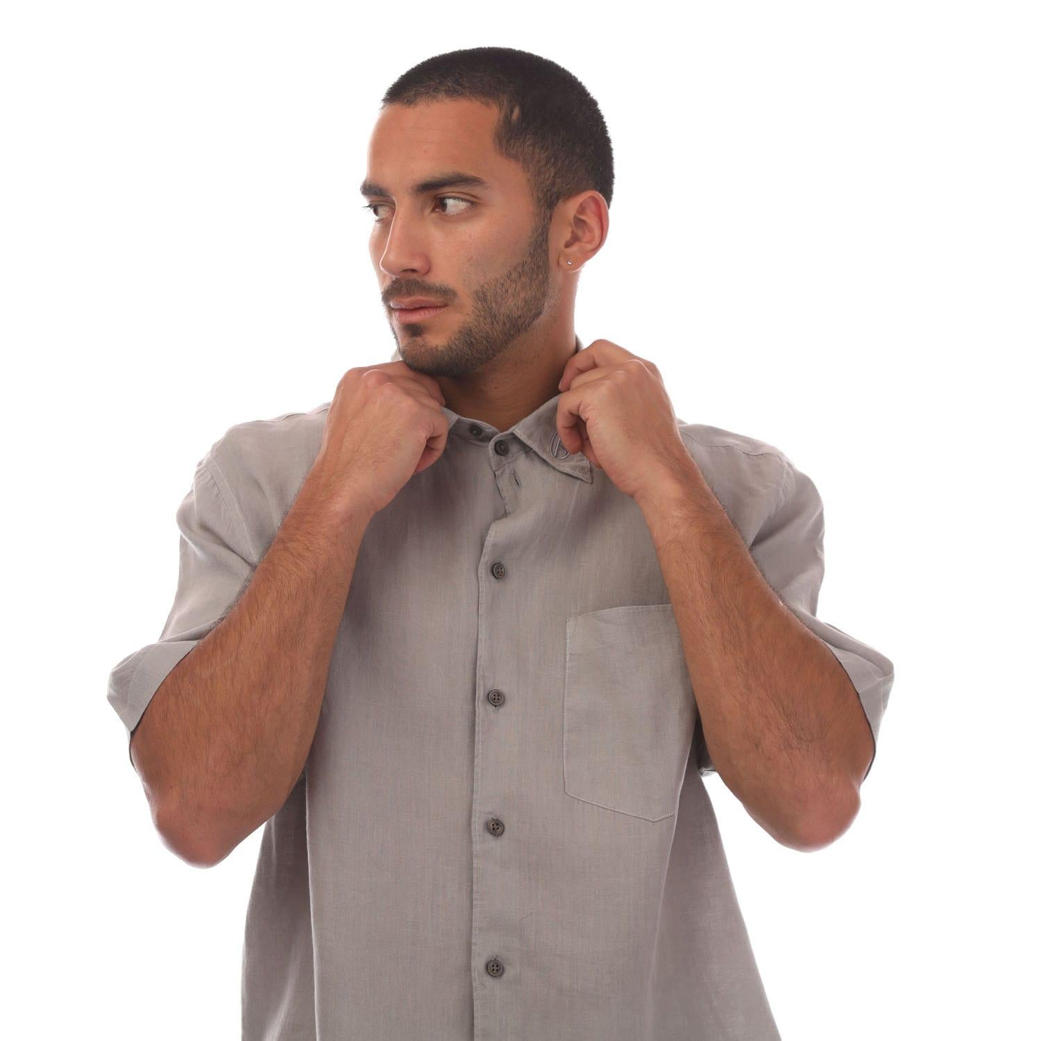 Grey - Side - Diesel Mens S-Emil Short-Sleeved Shirt