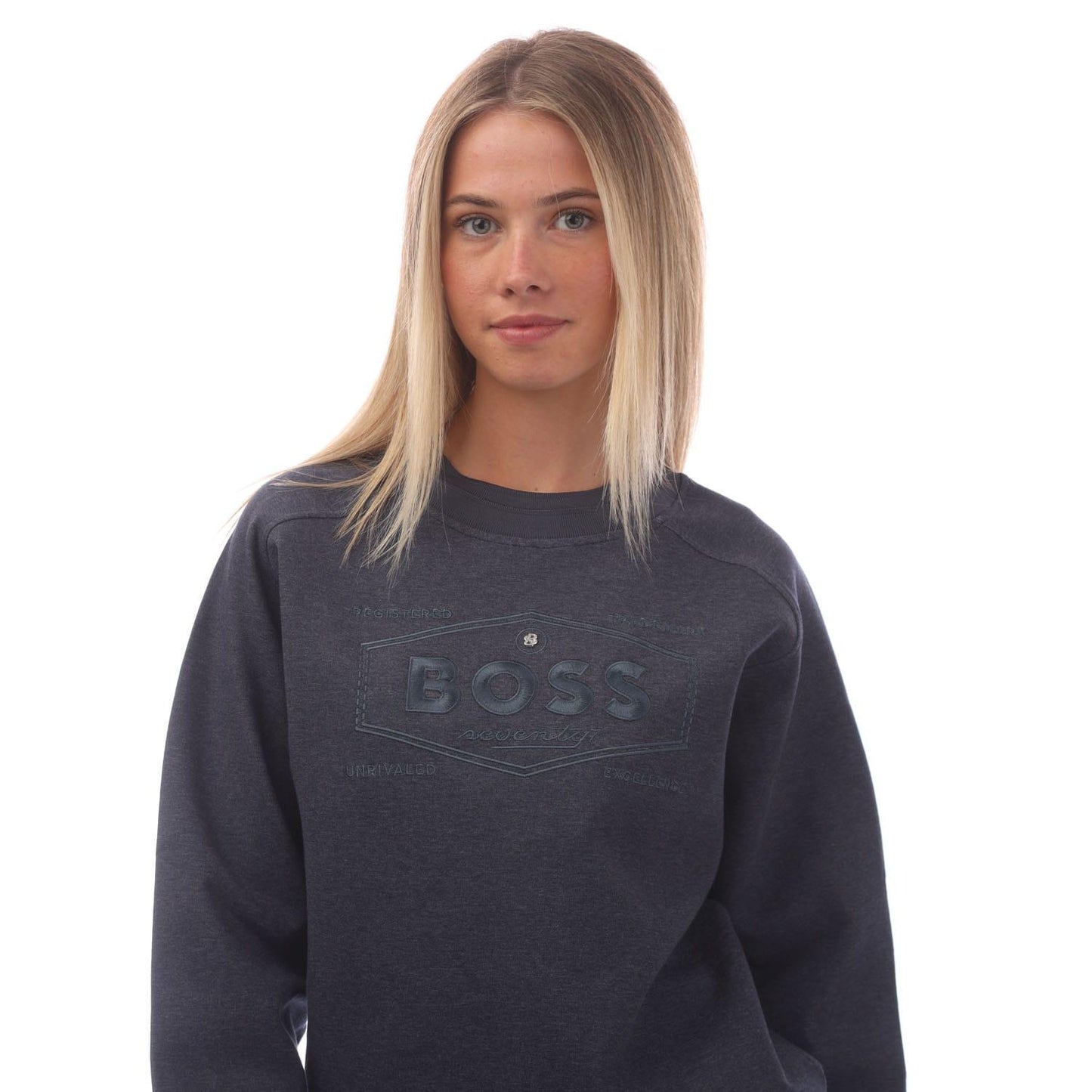 Dark Blue - Side - Boss Womens-Ladies Ebrande Crew Neck Sweatshirt