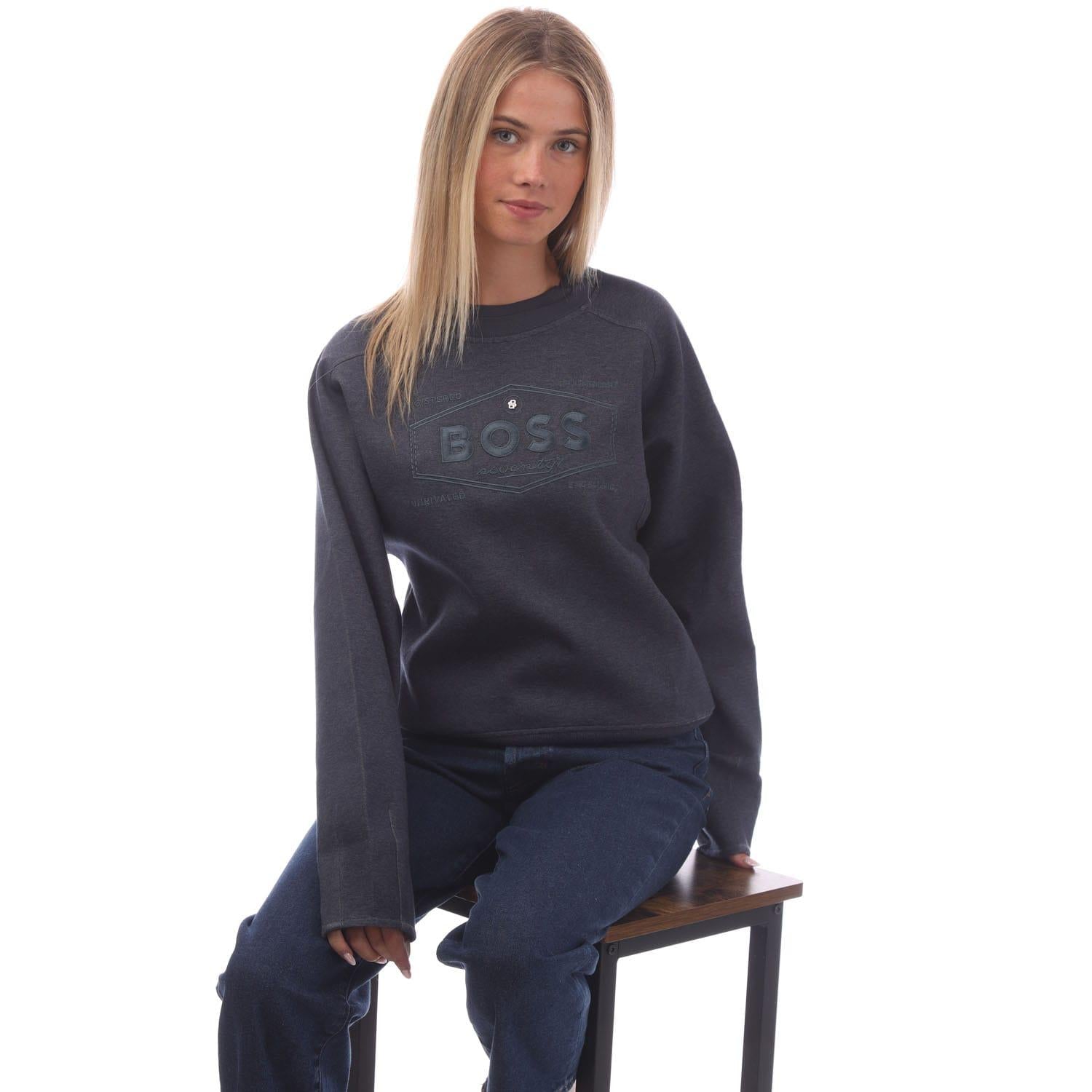 Dark Blue - Lifestyle - Boss Womens-Ladies Ebrande Crew Neck Sweatshirt