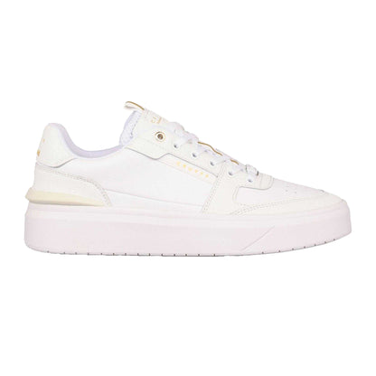 White - Front - Cruyff Mens Tennis Lace Up Platform Sneakers