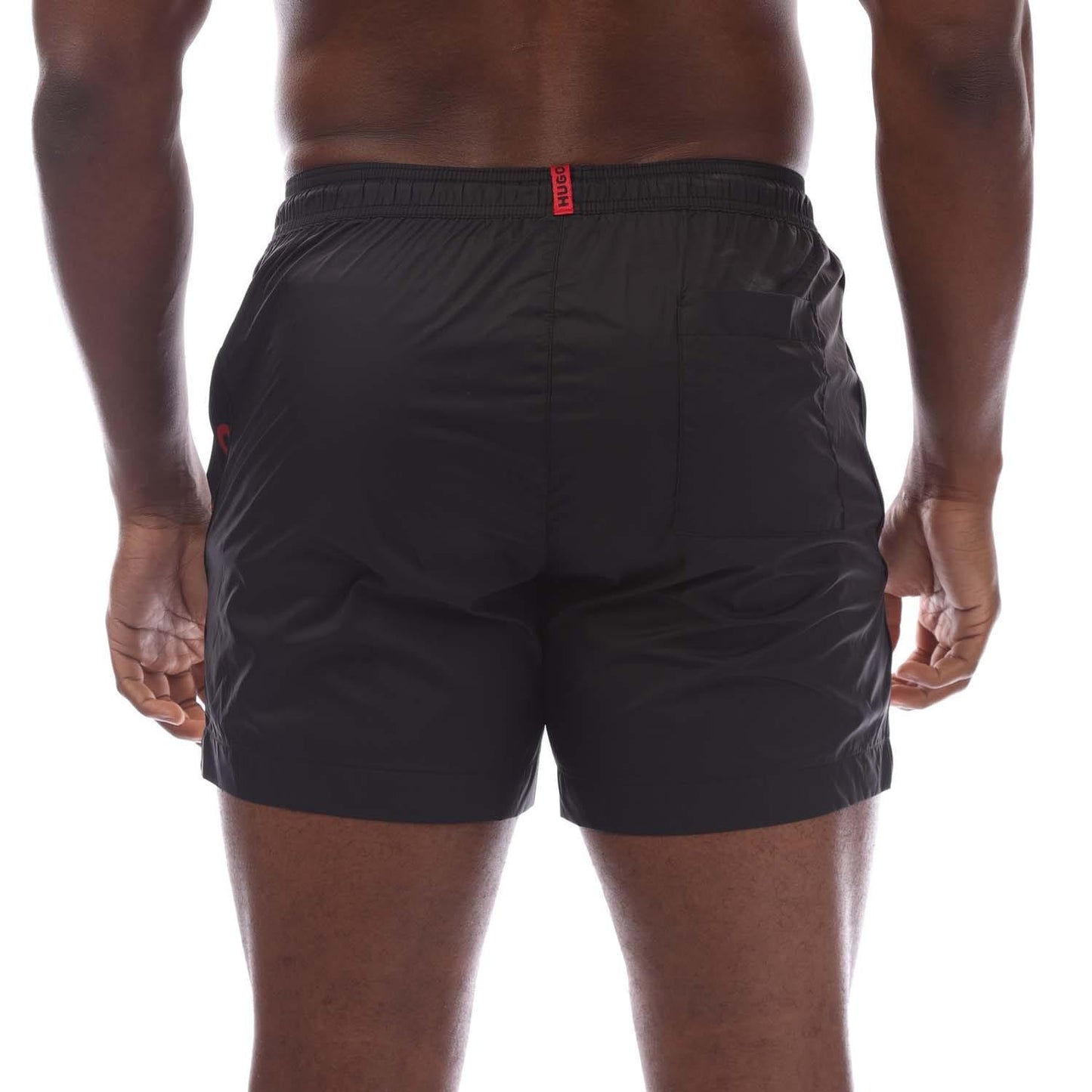 Black - Back - Hugo Mens Fab Tape Logo Swim Shorts