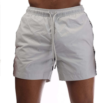 Grey - Front - Hugo Mens Fab Tape Logo Swim Shorts