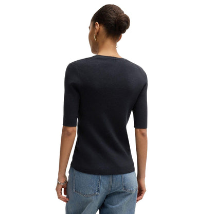 Dark Blue - Back - Hugo Boss Womens-Ladies Famistosa Knitted T-Shirt