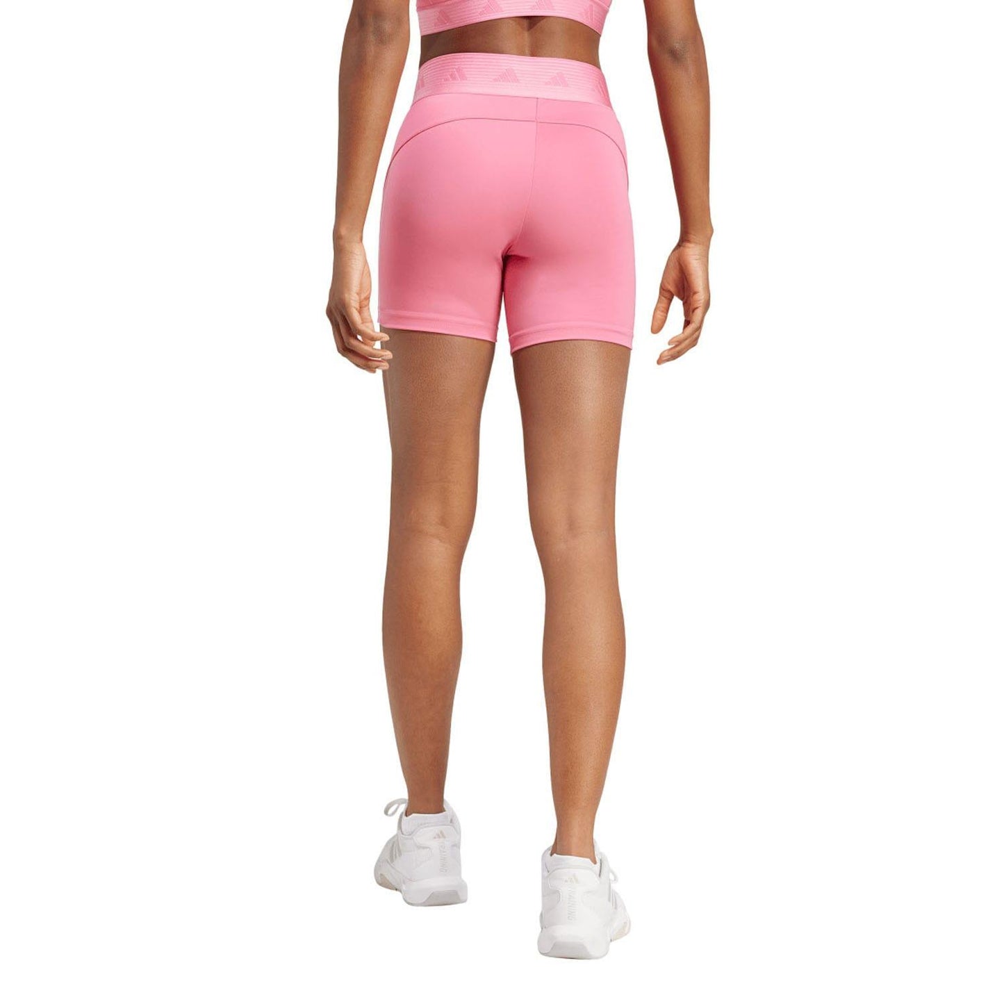 Pink - Back - Adidas Womens-Ladies Hyperglam Legging Shorts