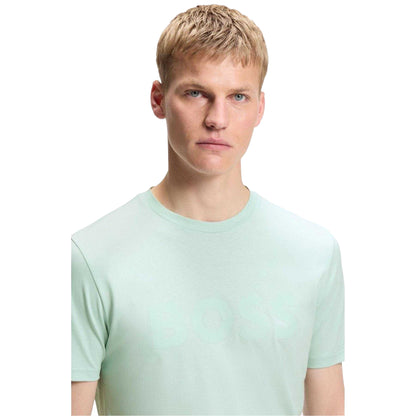 Aqua - Side - Boss Mens Thinking 1 Cotton Short-Sleeved T-Shirt