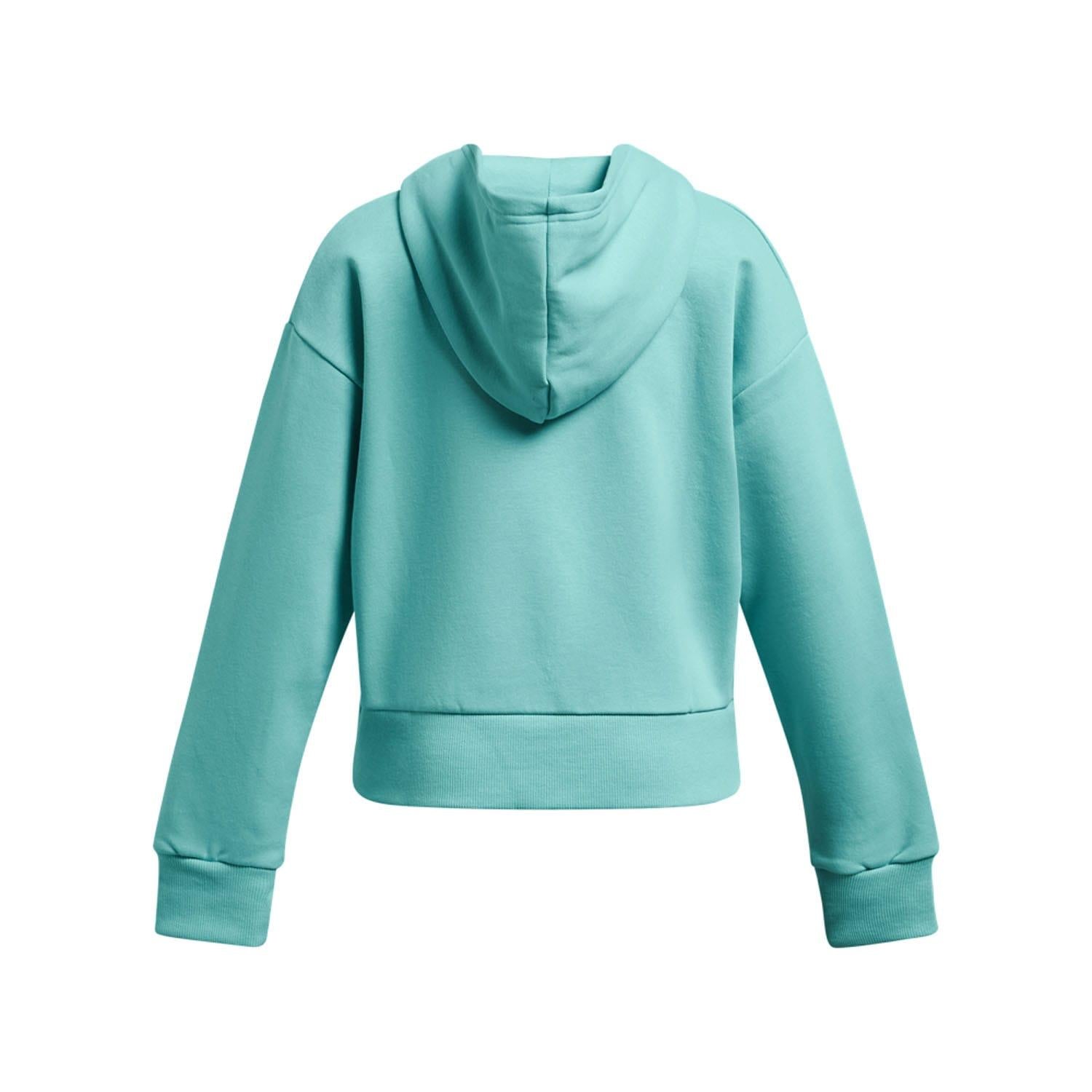 Green - Back - Under Armour Girls Rival Fleece Crop Hoodie