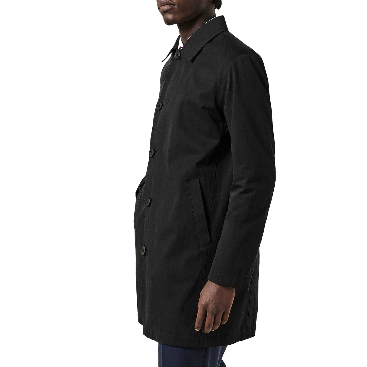 Black - Pack Shot - Twisted Tailor Mens Lightweight Mac Coat