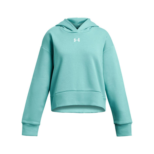 Green - Front - Under Armour Girls Rival Fleece Crop Hoodie