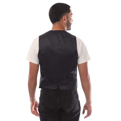 Navy - Back - Hugo Mens Vin182 Waistcoat
