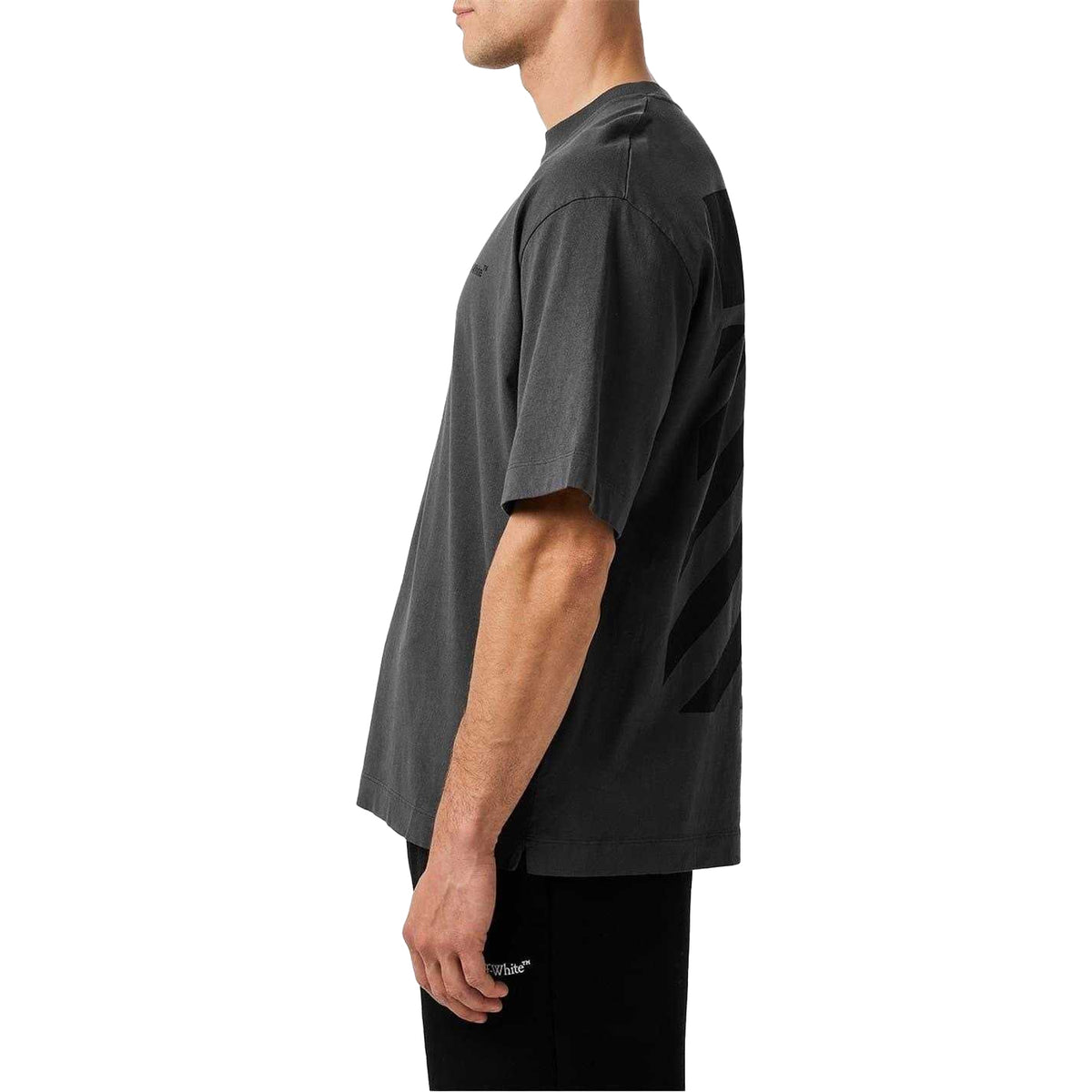 Black - Side - Off White Mens Regular T-Shirt