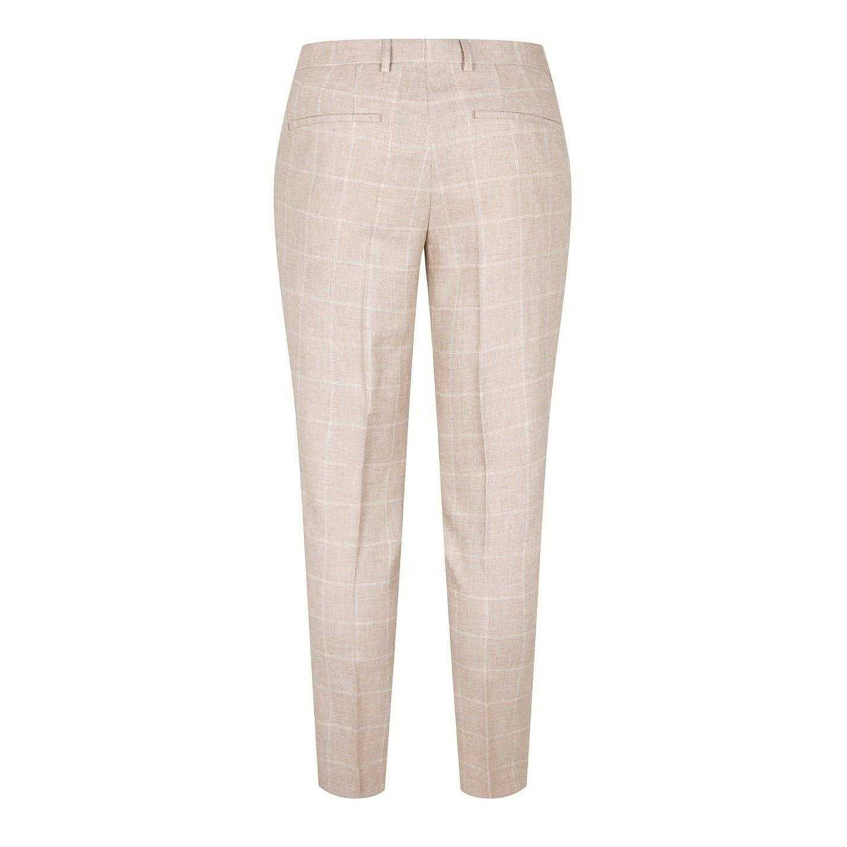 Beige - Back - Boss Womens Ladies Plaid Tailored Suit Trousers