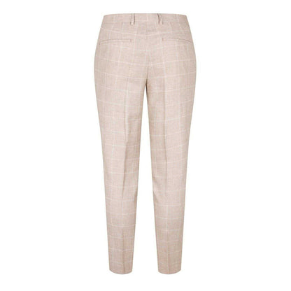 Beige - Back - Boss Womens Ladies Plaid Tailored Suit Trousers