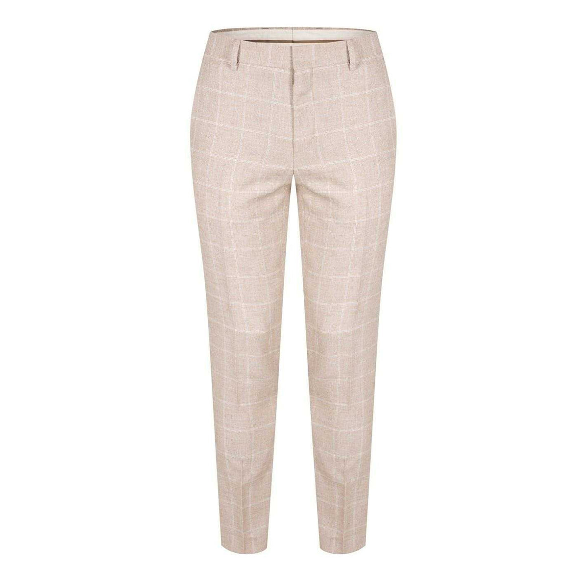 Beige - Front - Boss Womens Ladies Plaid Tailored Suit Trousers