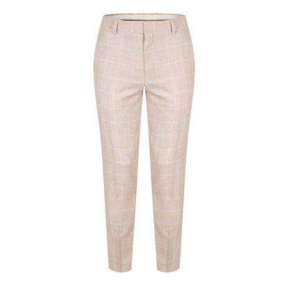 Beige - Front - Boss Womens Ladies Plaid Tailored Suit Trousers
