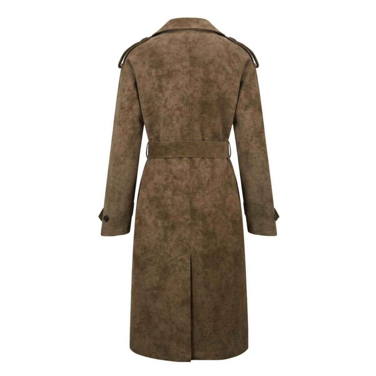 Chocolate - Back - Biba Womens-Ladies Suede Long-Sleeved Trench Coat