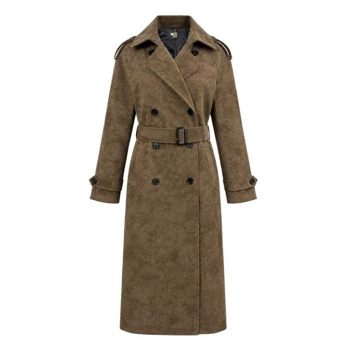 Chocolate - Front - Biba Womens-Ladies Suede Long-Sleeved Trench Coat