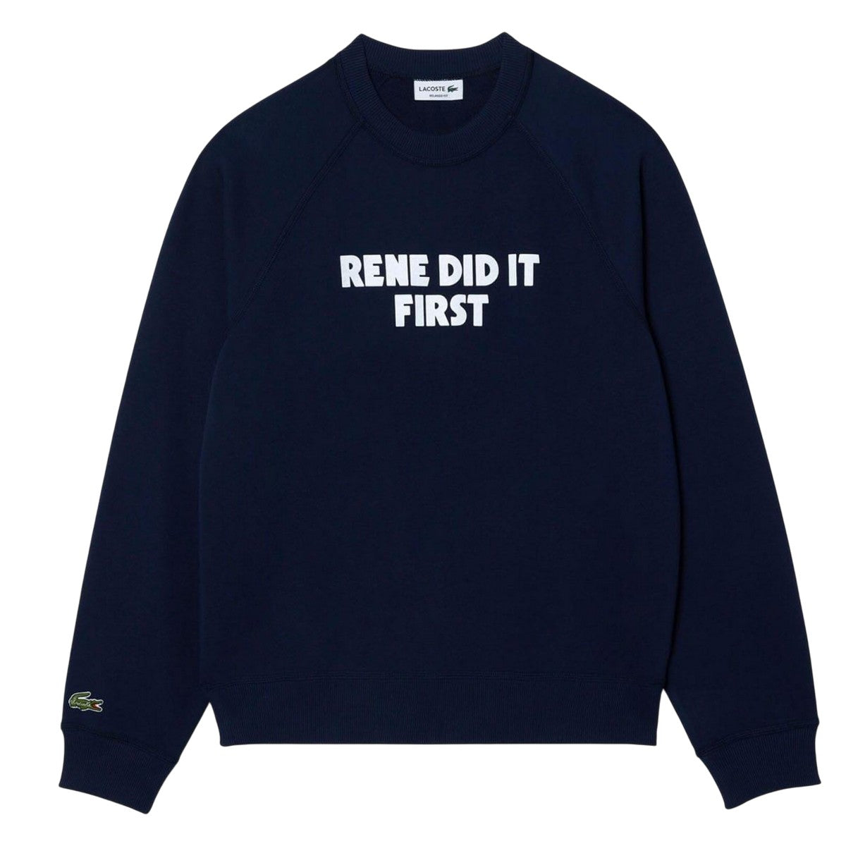 Navy - Front - Lacoste Mens Rene Did It First Crew Neck Relaxed Fit Sweatshirt