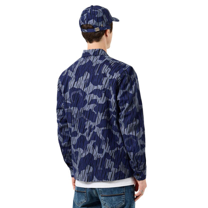 Navy - Back - Weekend Offender Mens Waya Camo Full Zip Overshirt