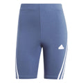 Blue - Front - Adidas Womens-Ladies Future Icons 3 Stripes Biker Shorts
