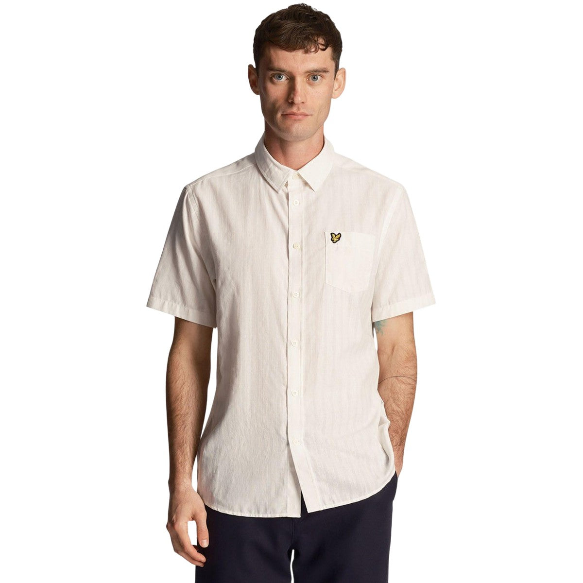 White - Lifestyle - Lyle & Scott Mens Textured Short-Sleeved Shirt