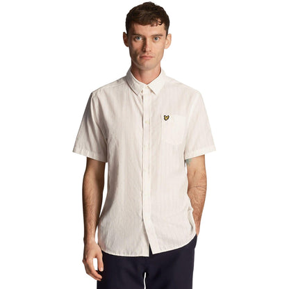 White - Lifestyle - Lyle & Scott Mens Textured Short-Sleeved Shirt