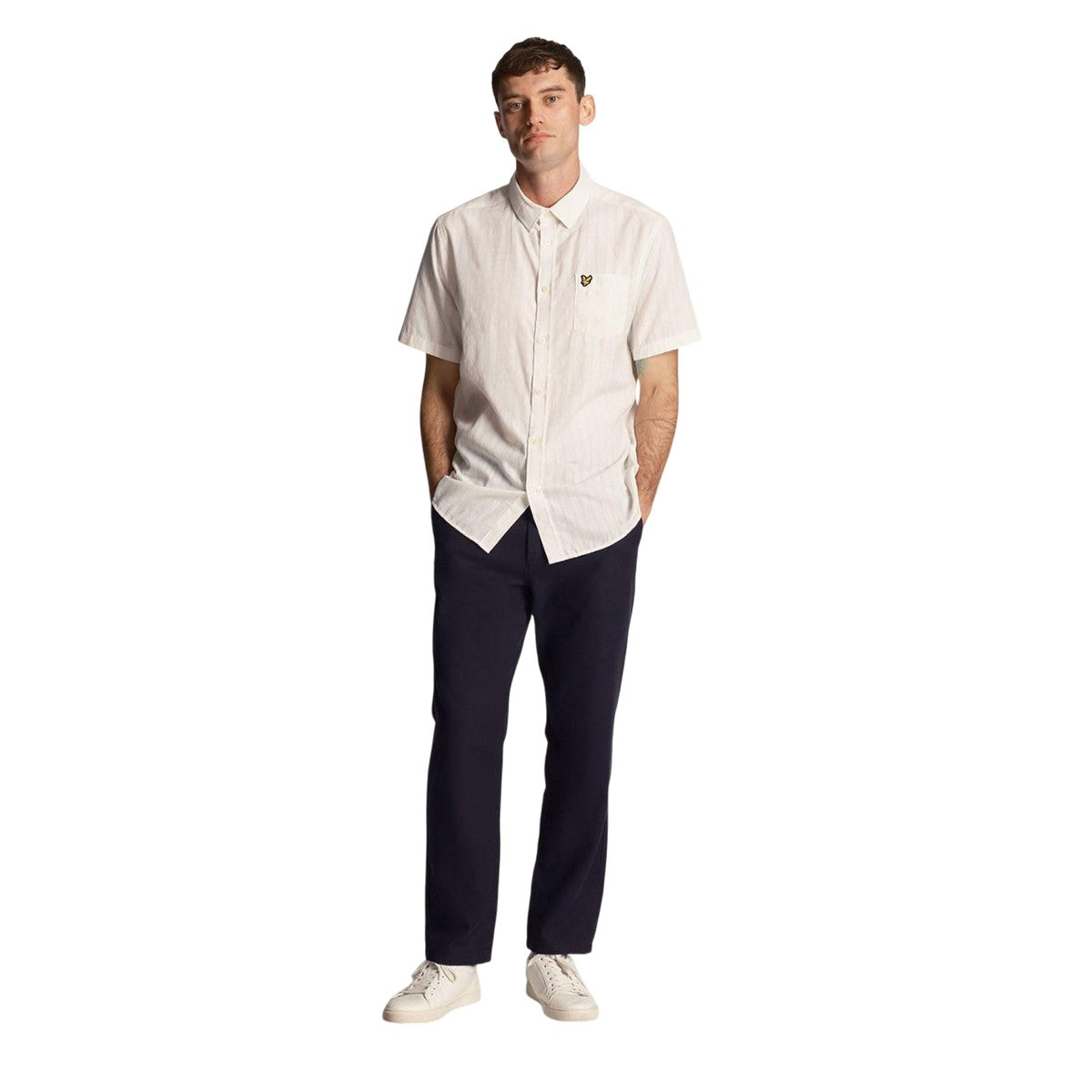 White - Pack Shot - Lyle & Scott Mens Textured Short-Sleeved Shirt
