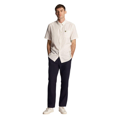 White - Pack Shot - Lyle & Scott Mens Textured Short-Sleeved Shirt