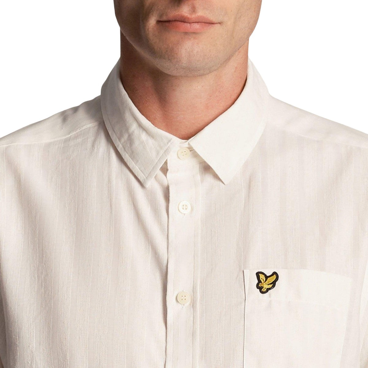 White - Side - Lyle & Scott Mens Textured Short-Sleeved Shirt