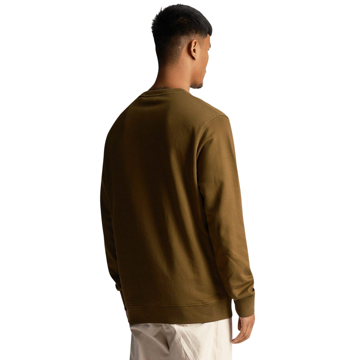 Olive - Back - Lyle & Scott Mens Ripple Logo Crew Neck Sweatshirt