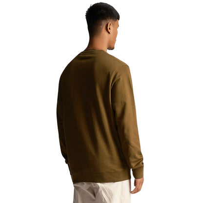 Olive - Back - Lyle & Scott Mens Ripple Logo Crew Neck Sweatshirt