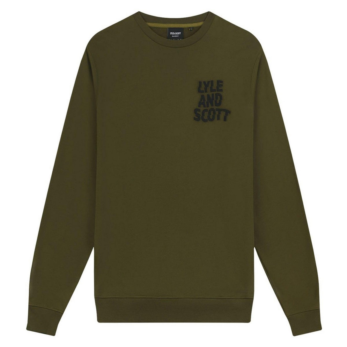 Olive - Front - Lyle & Scott Mens Ripple Logo Crew Neck Sweatshirt