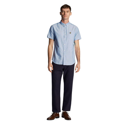 Blue - Pack Shot - Lyle & Scott Mens Oxford Short-Sleeved Shirt