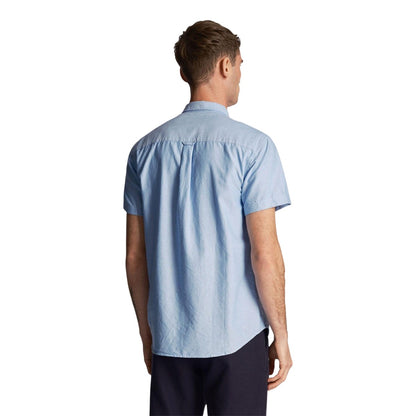 Blue - Back - Lyle & Scott Mens Oxford Short-Sleeved Shirt