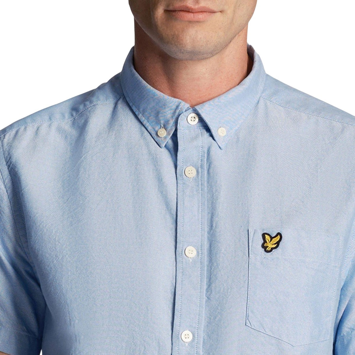 Blue - Side - Lyle & Scott Mens Oxford Short-Sleeved Shirt