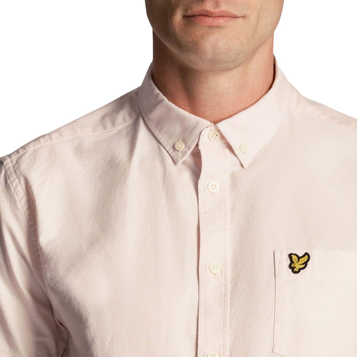 Pink - Side - Lyle & Scott Mens Oxford Short-Sleeved Shirt