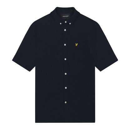 Navy - Front - Lyle & Scott Mens Oxford Short-Sleeved Shirt