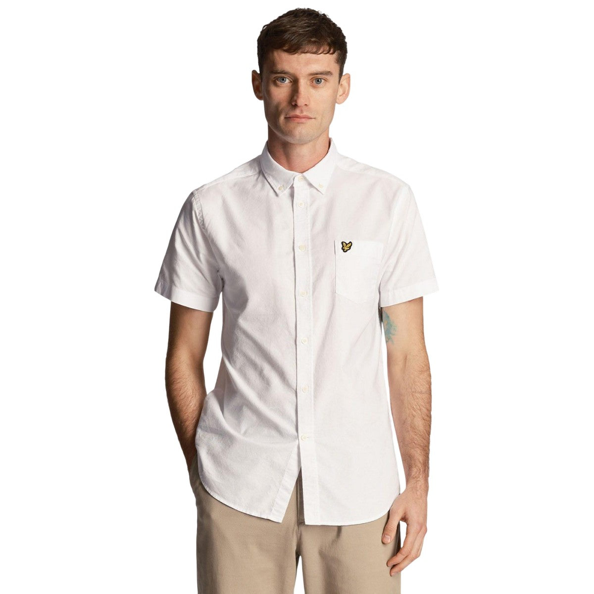 White - Lifestyle - Lyle & Scott Mens Oxford Short-Sleeved Shirt