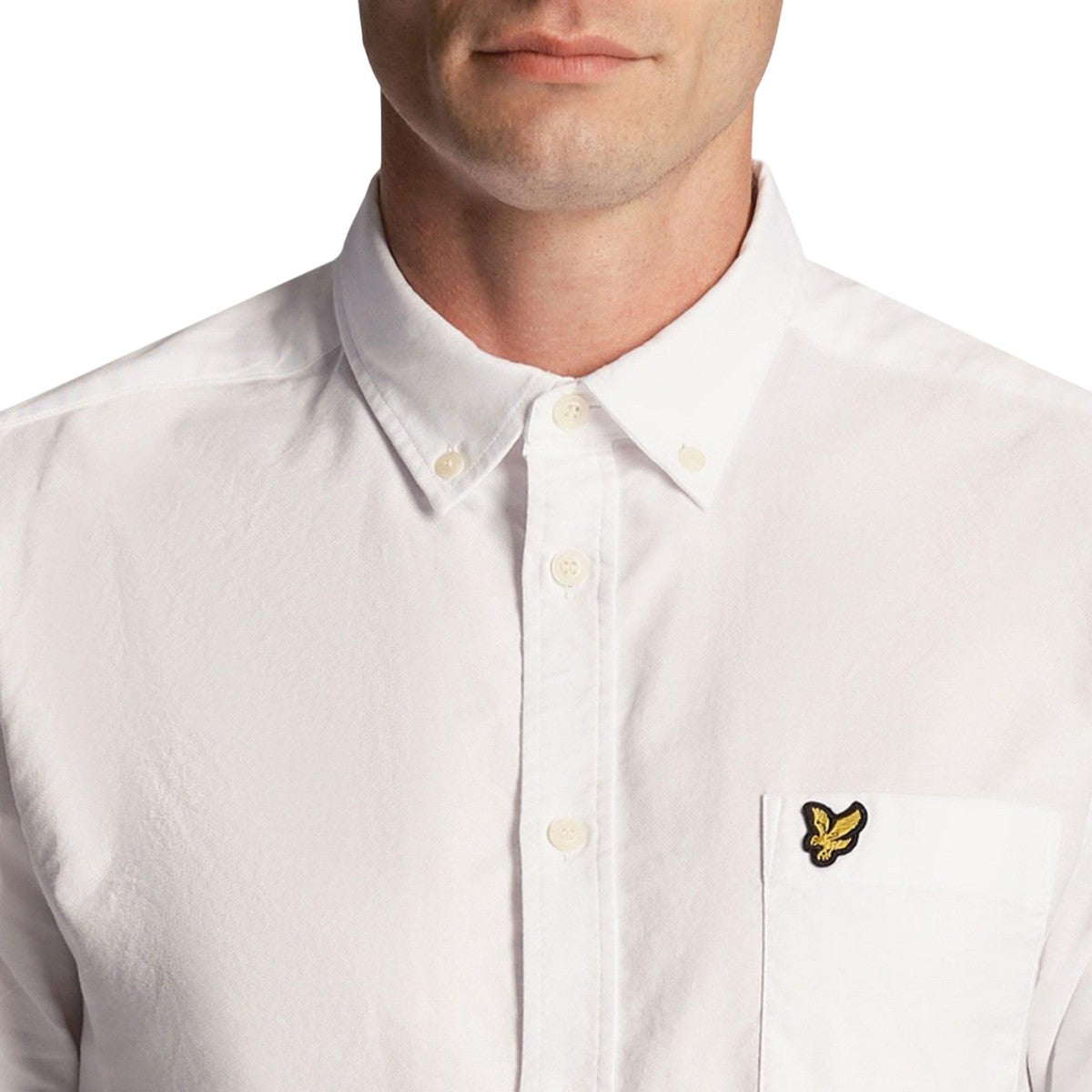 White - Side - Lyle & Scott Mens Oxford Short-Sleeved Shirt